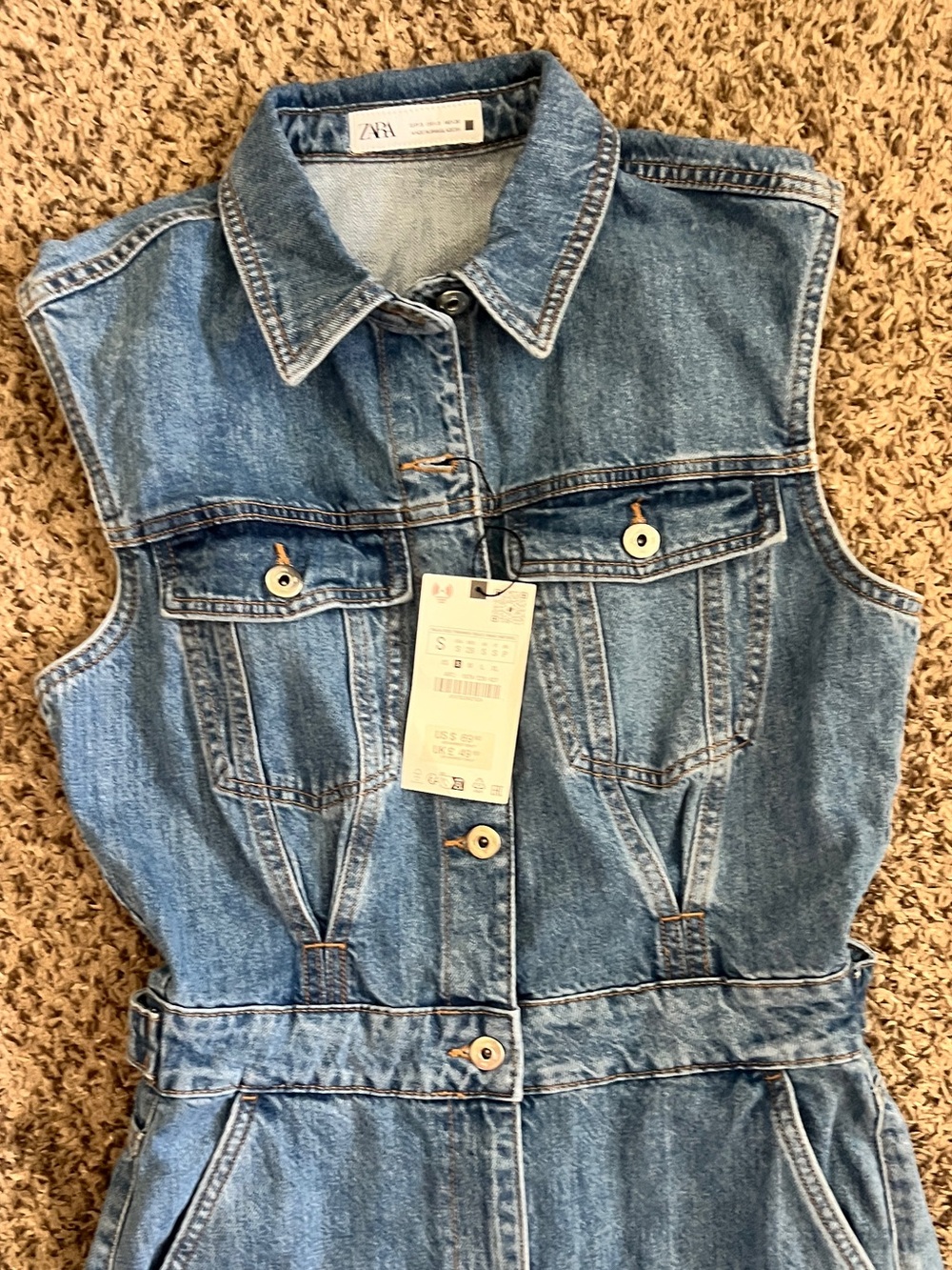 NWT Zara Womens Denim Jean jumpsuit overalls size Small - Picture 4 of 6